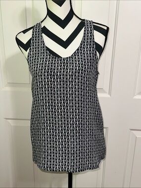 Joie Black & White Geometric Silk Tank